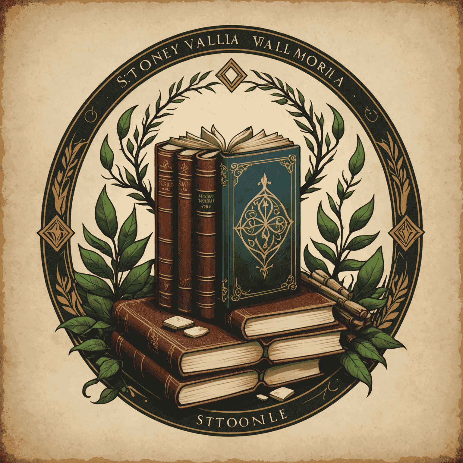 Logotipo da StoneyValmoria com elementos que representam Simone Tebet e livros