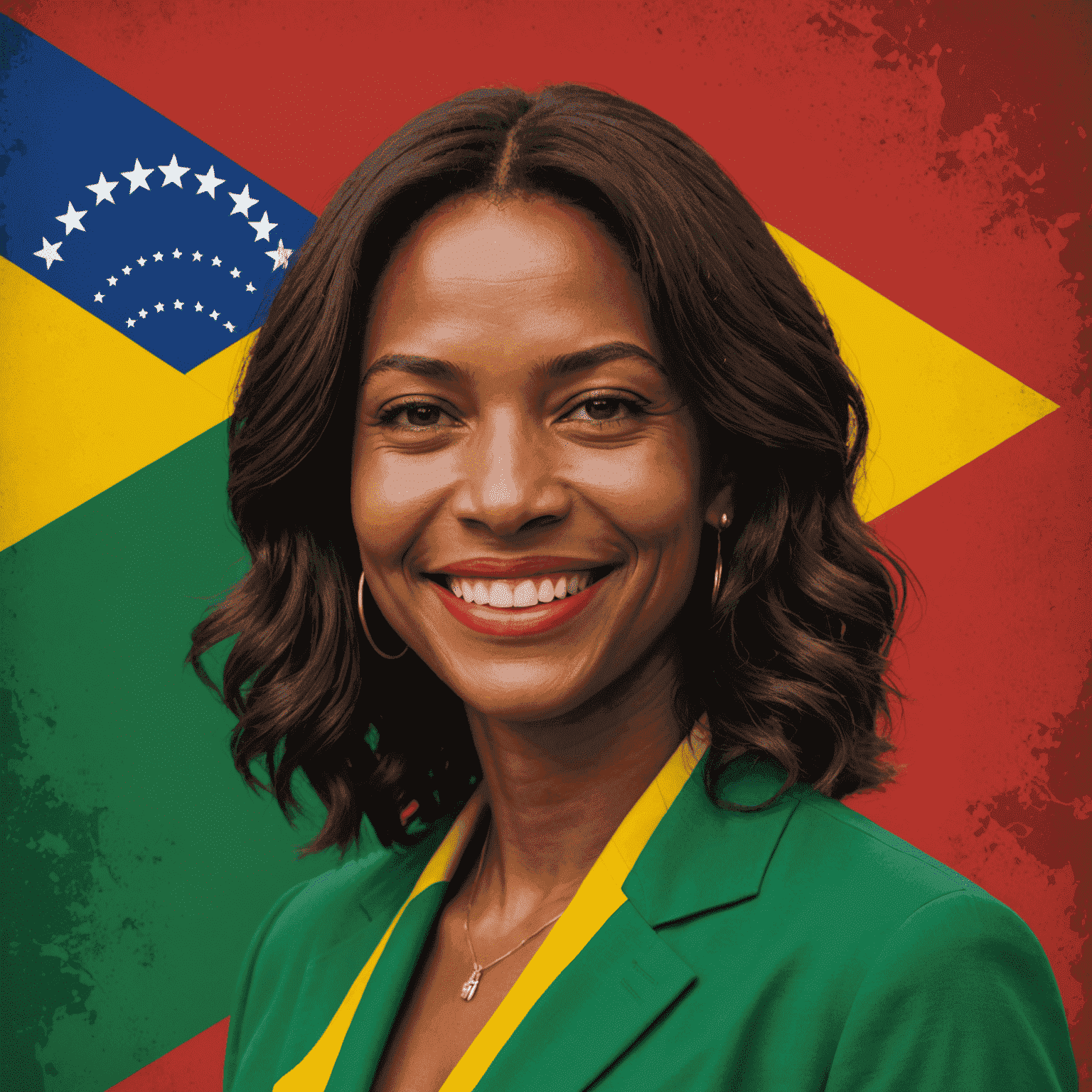 Capa do livro 'Minha Jornada Política' de Simone Tebet, mostrando a autora sorrindo em um fundo vermelho com a bandeira do Brasil