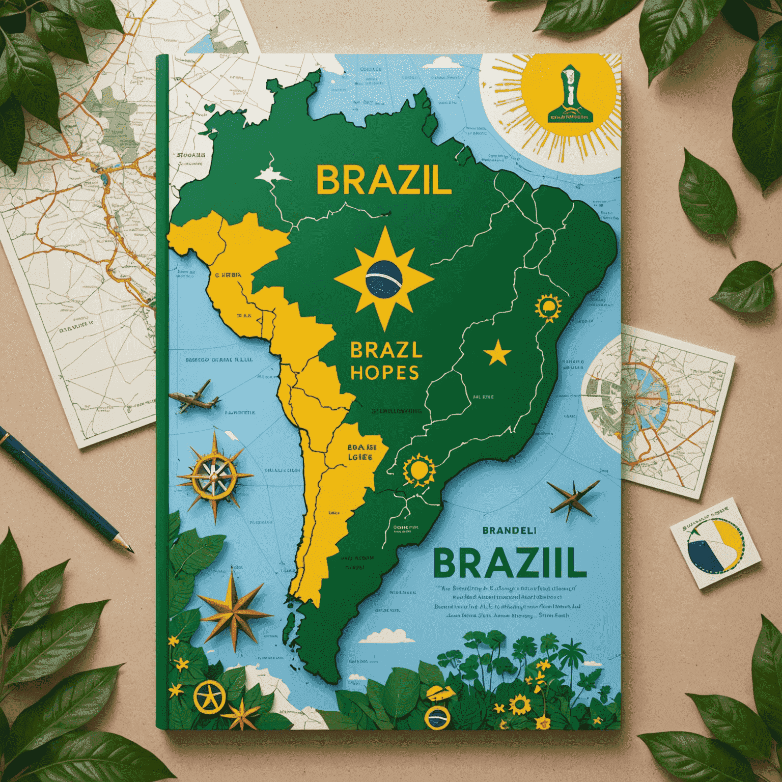 Capa do livro 'Brasil: Desafios e Esperanças' de Simone Tebet, apresentando um mapa do Brasil estilizado com símbolos de progresso