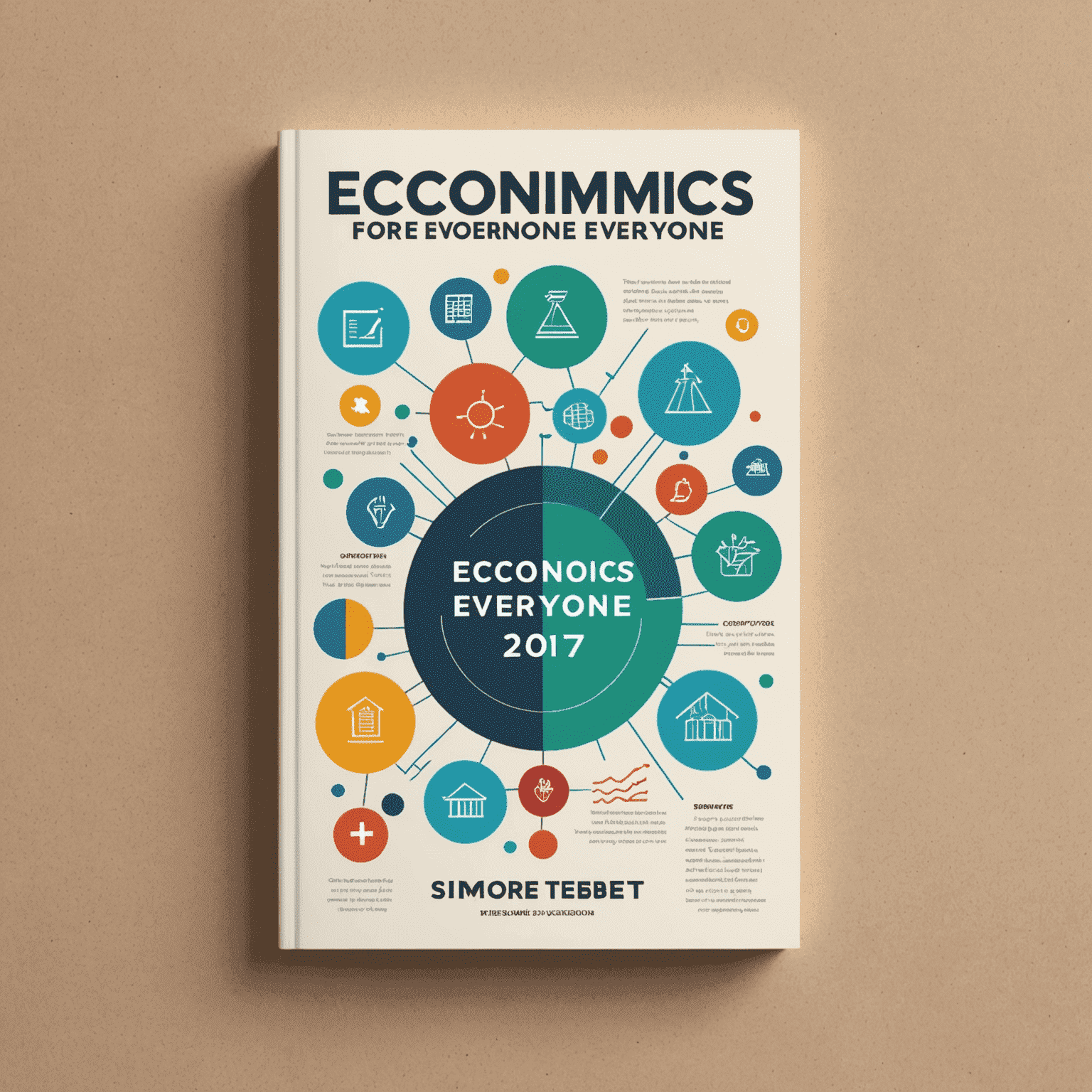 Capa do livro 'Economia para Todos' de Simone Tebet, apresentando gráficos e ícones econômicos em um design moderno